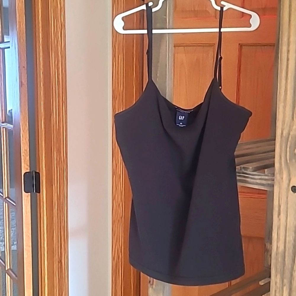 Gap xs black bra shelf tank adjustable straps top shirt womens live show Y2k